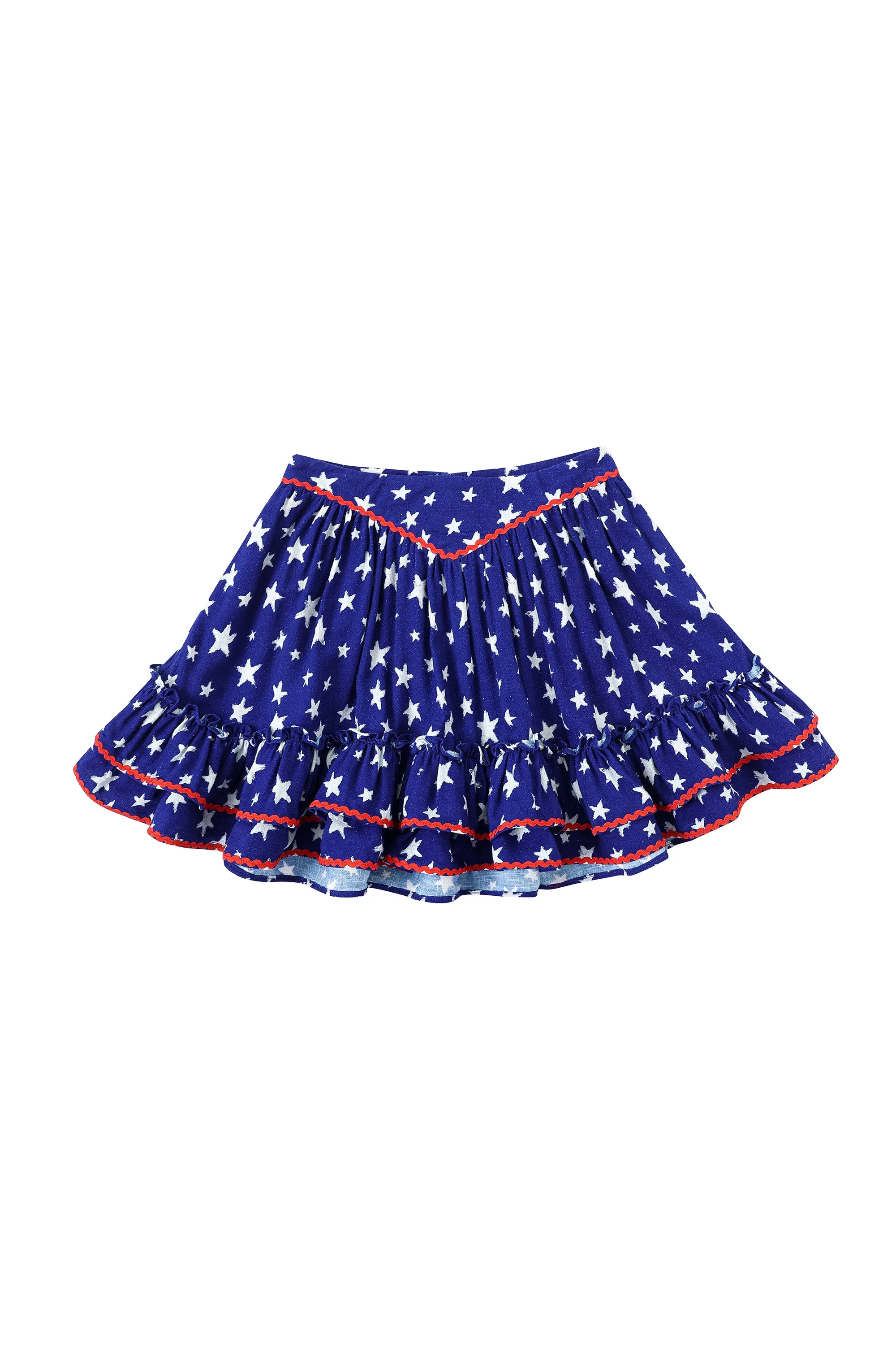 Loretta Ruffle Soft Linen Skirt Americana sold by Fashion Brand Company