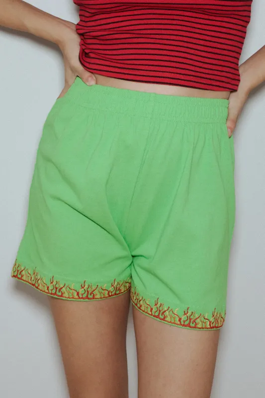 Flaming Cotton Shorts Lime made by Fashion Brand Company