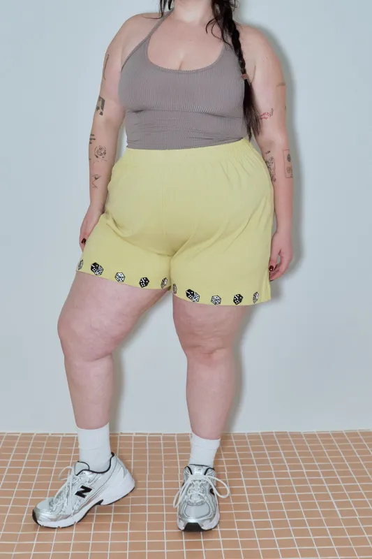 Dice Cotton Shorts Yellow made by Fashion Brand Company