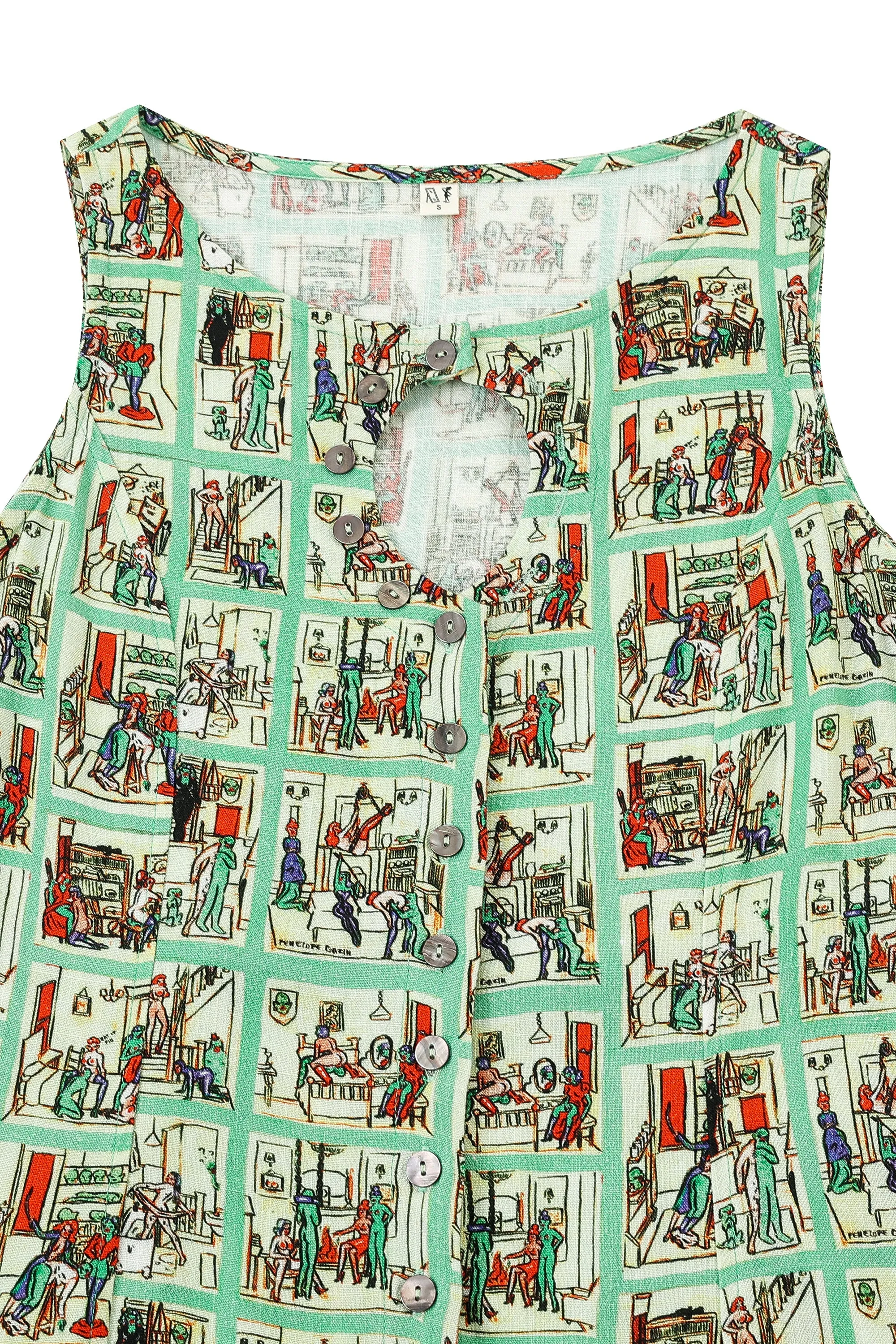 Unbuttoned Soft Linen Mini Dress Sex House sold by Fashion Brand Company product image thumbnail 3