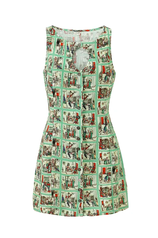 Unbuttoned Soft Linen Mini Dress Sex House made by Fashion Brand Company