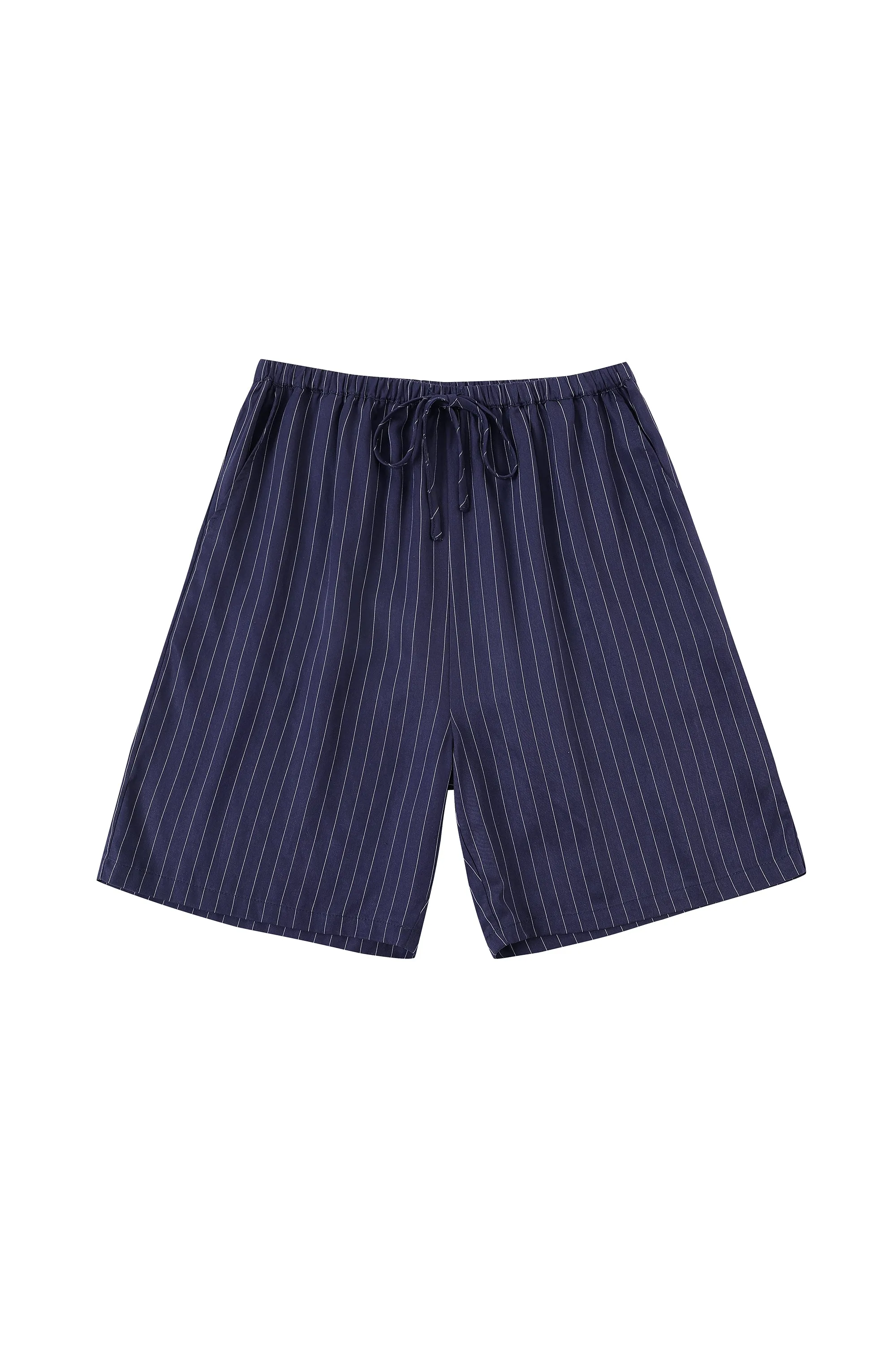 Unisex Tencel Stripe Easy Shorts Navy sold by Fashion Brand Company