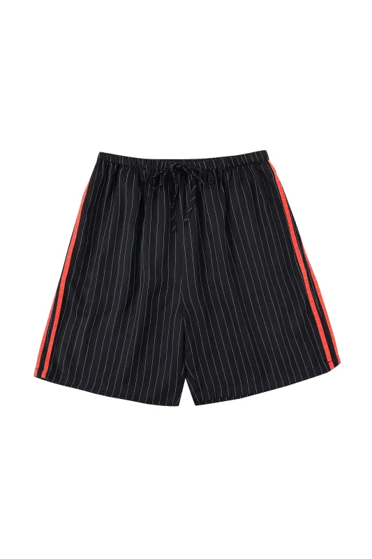 Unisex Sporty Tencel Stripe Easy Shorts Black/Red made by Fashion Brand Company