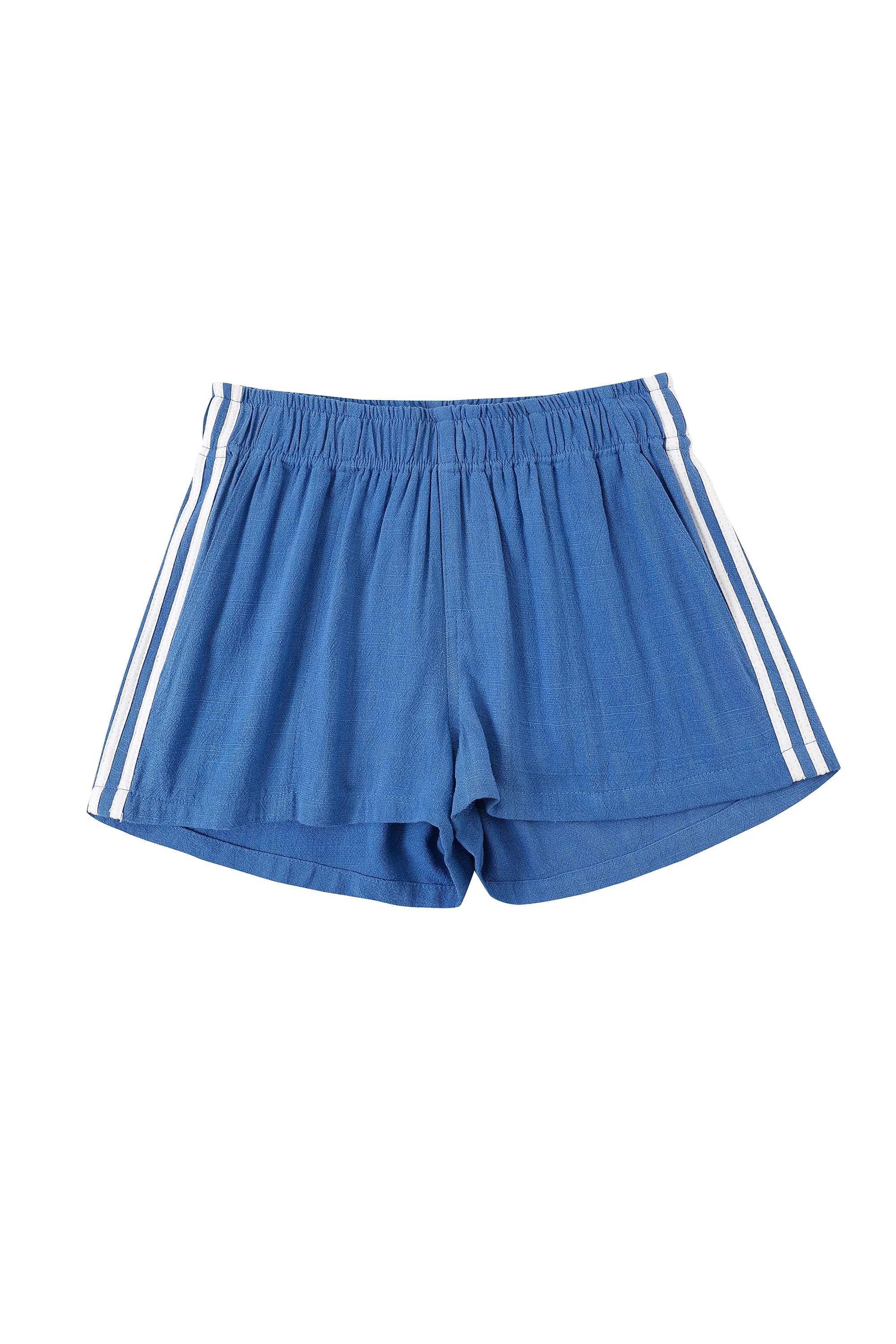 Sporty Linen Mid Rise Shorts Blueberry sold by Fashion Brand Company