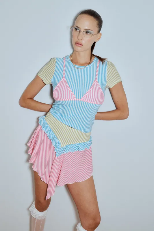 Bikini Bod Striped Short Sleeve Tee Multi made by Fashion Brand Company