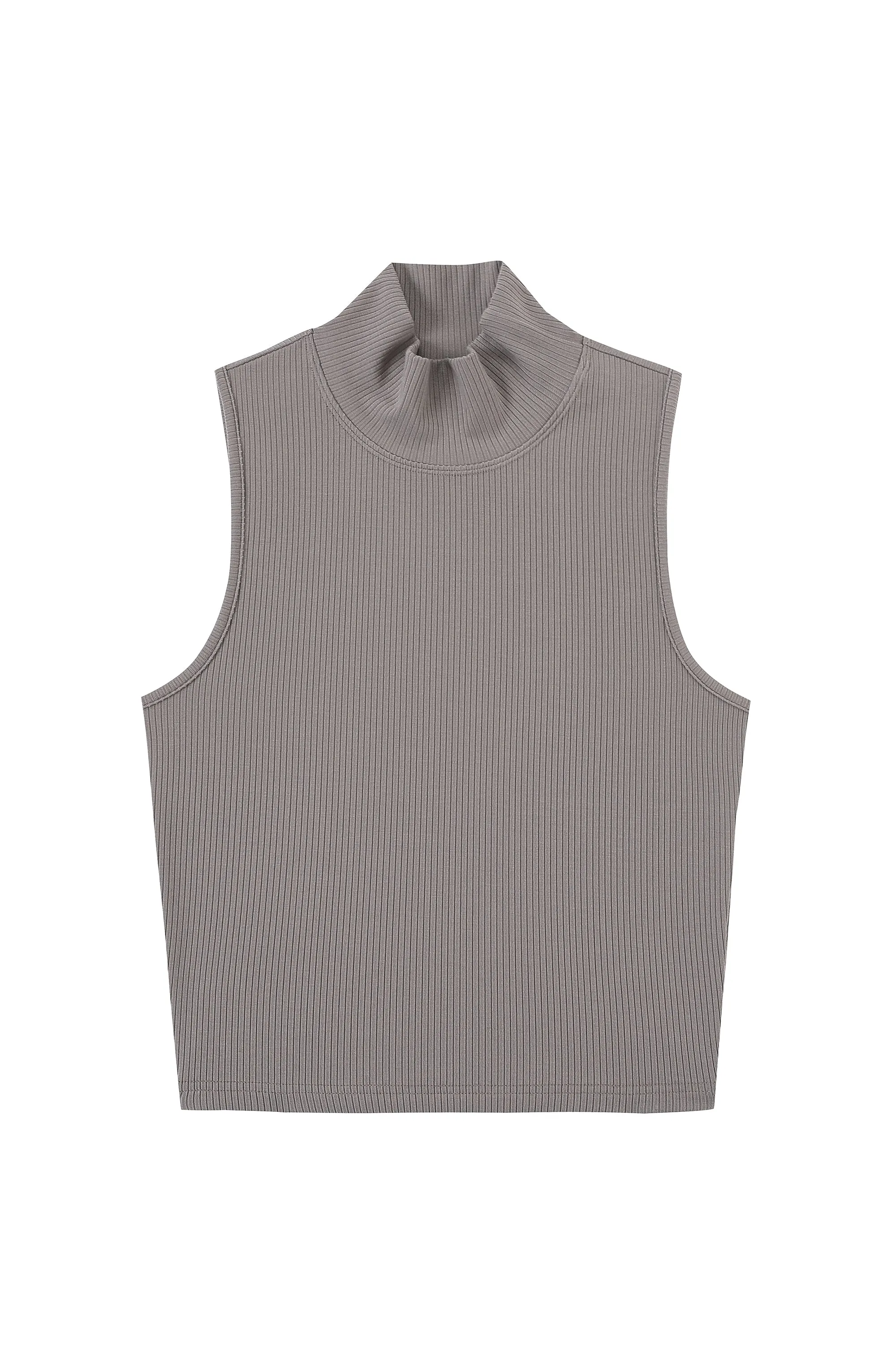 Mock Neck Tencel Rib Tank Gray sold by Fashion Brand Company product image thumbnail 2