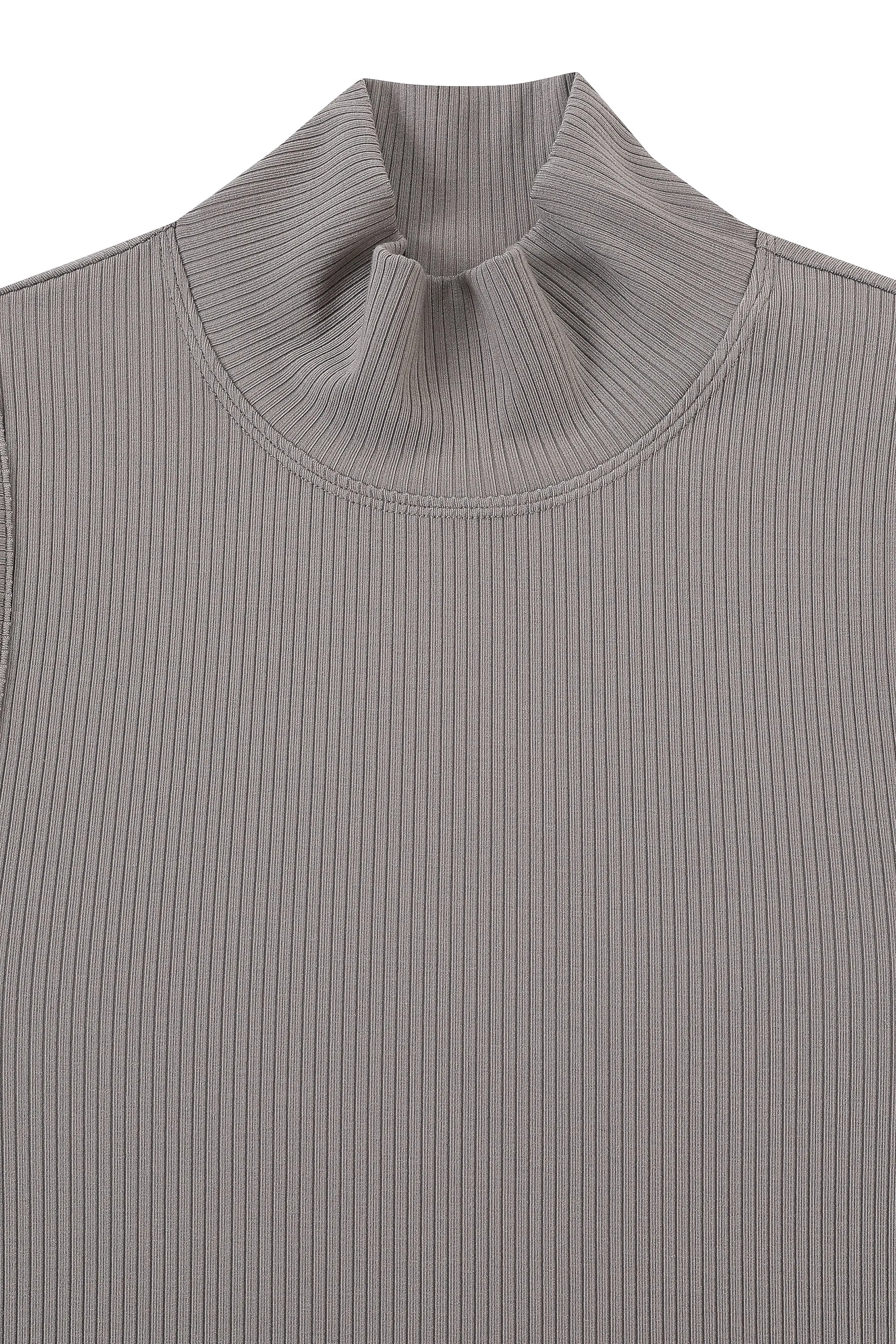Mock Neck Tencel Rib Tank Gray sold by Fashion Brand Company product image thumbnail 4