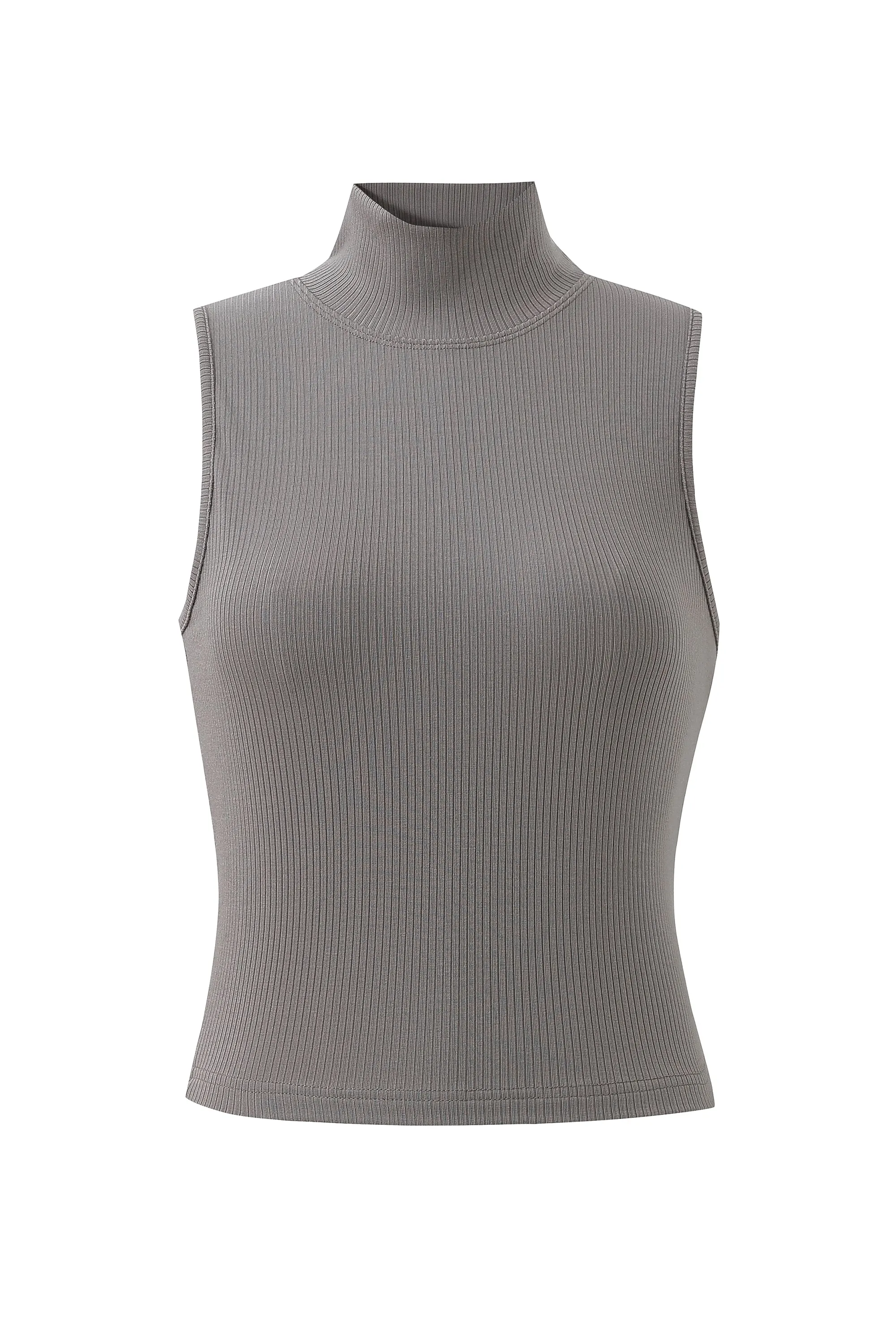 Mock Neck Tencel Rib Tank Gray sold by Fashion Brand Company product image thumbnail 5