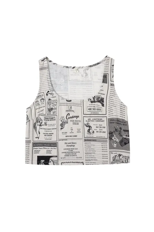Scoop Crop Tank Soft Linen White Pages made by Fashion Brand Company