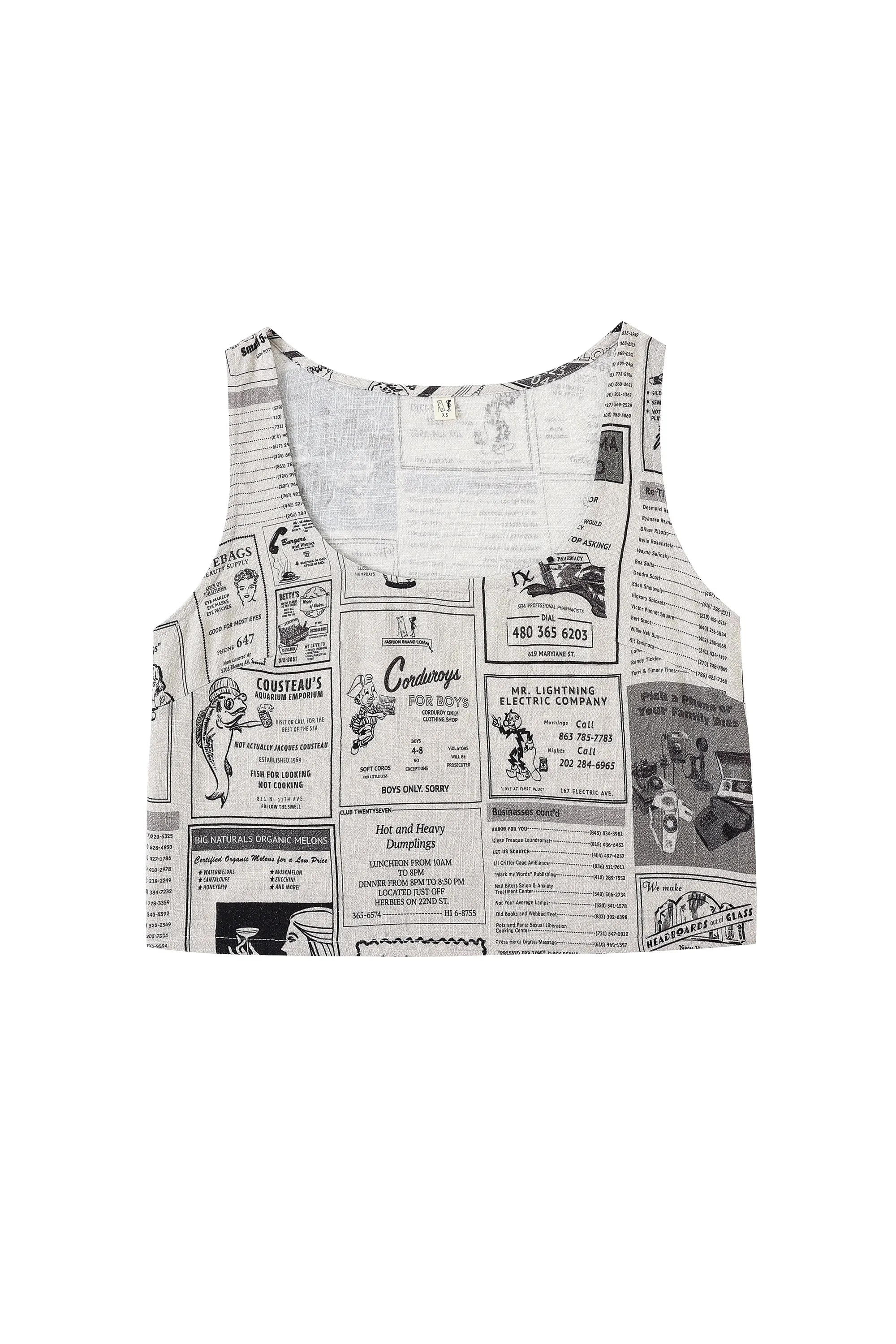 Scoop Crop Tank Soft Linen White Pages sold by Fashion Brand Company