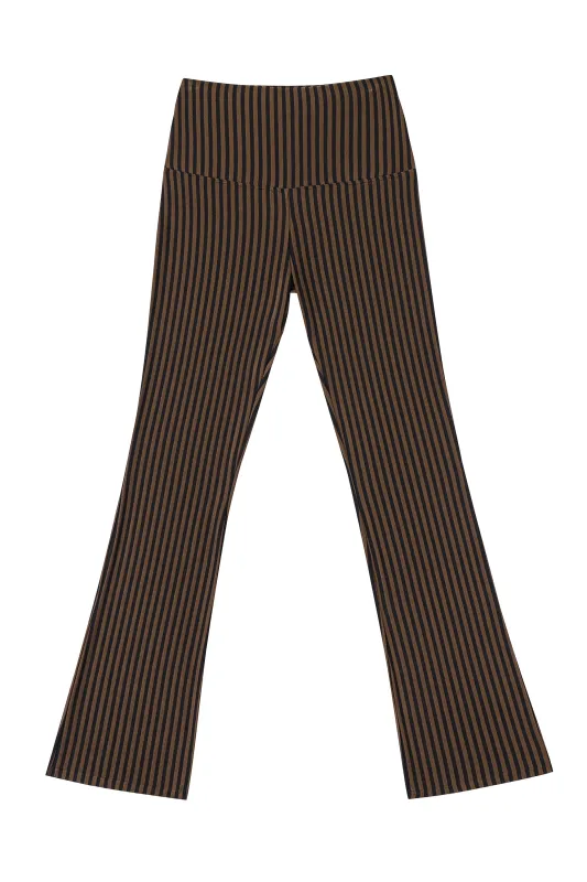 2 left - Striped Tencel Wool Foldover Lounge Pants Brown made by Fashion Brand Company
