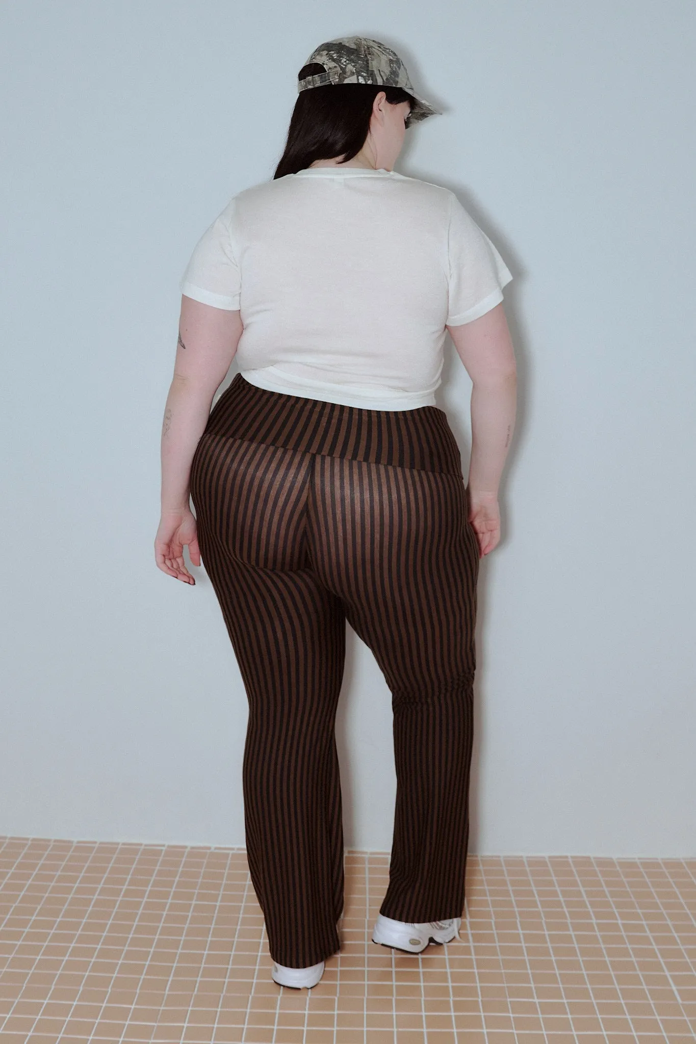 2 left - Striped Tencel Wool Foldover Lounge Pants Brown sold by Fashion Brand Company product image thumbnail 2