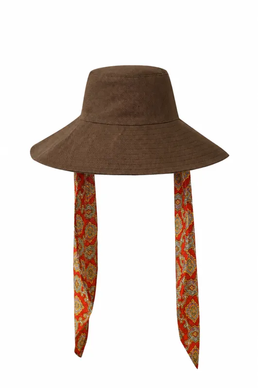 Cotton Beach Hat Brown/Red Couch made by Fashion Brand Company