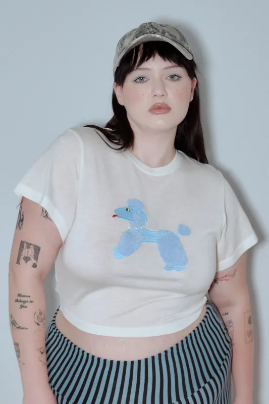 Poodle Wool Blend Tommy Tee White made by Fashion Brand Company