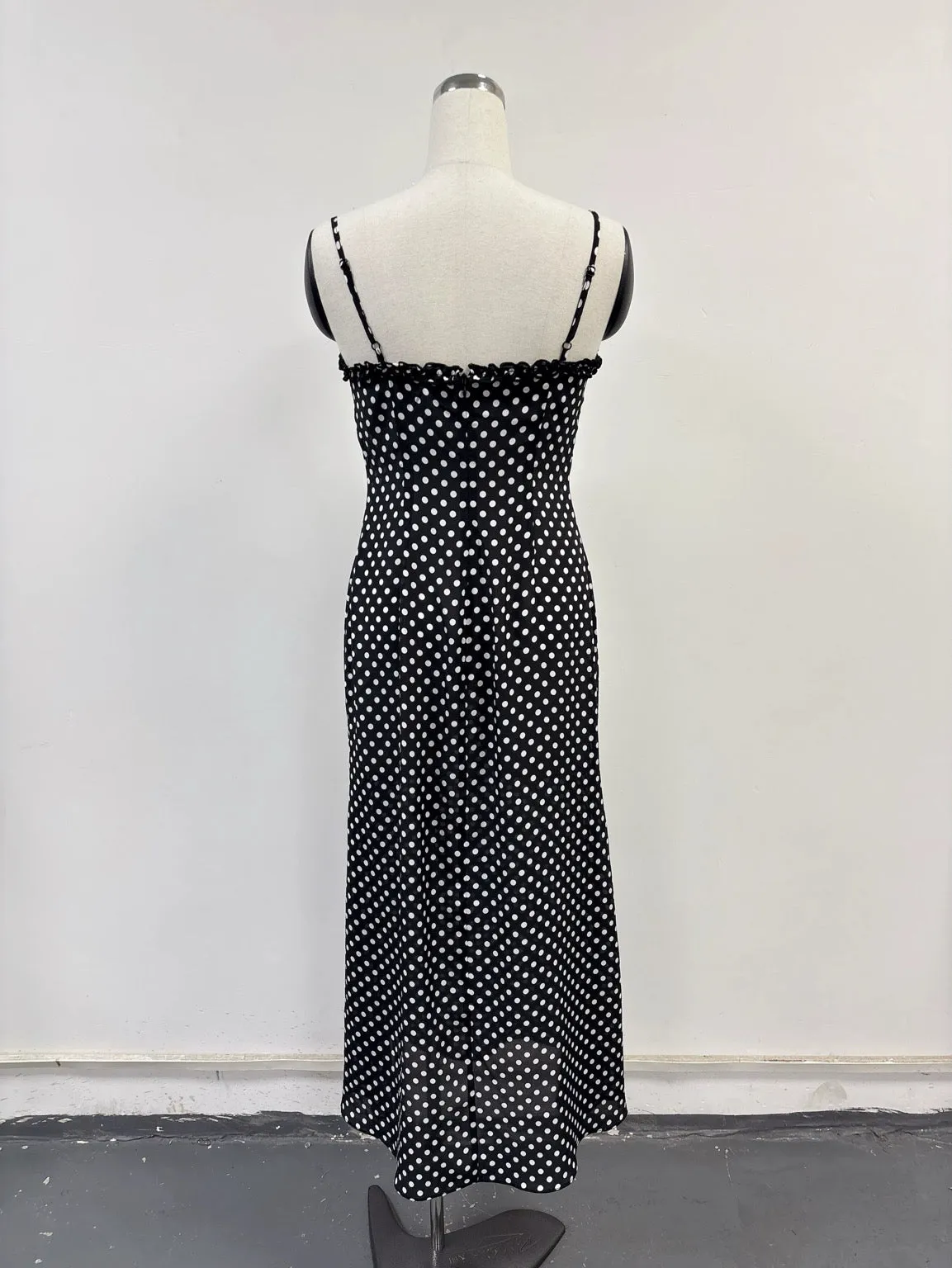 SAMPLE #333 - S Silk Polka Dot Maxi Dress - Black / White sold by Fashion Brand Company product image thumbnail 2