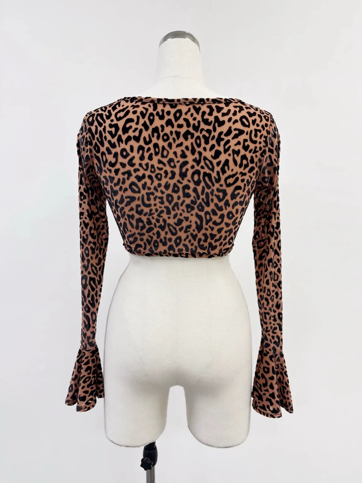 SAMPLE #313 - S New Jersey Mesh Long Sleeve Crop Top - Leopard sold by Fashion Brand Company product image thumbnail 2