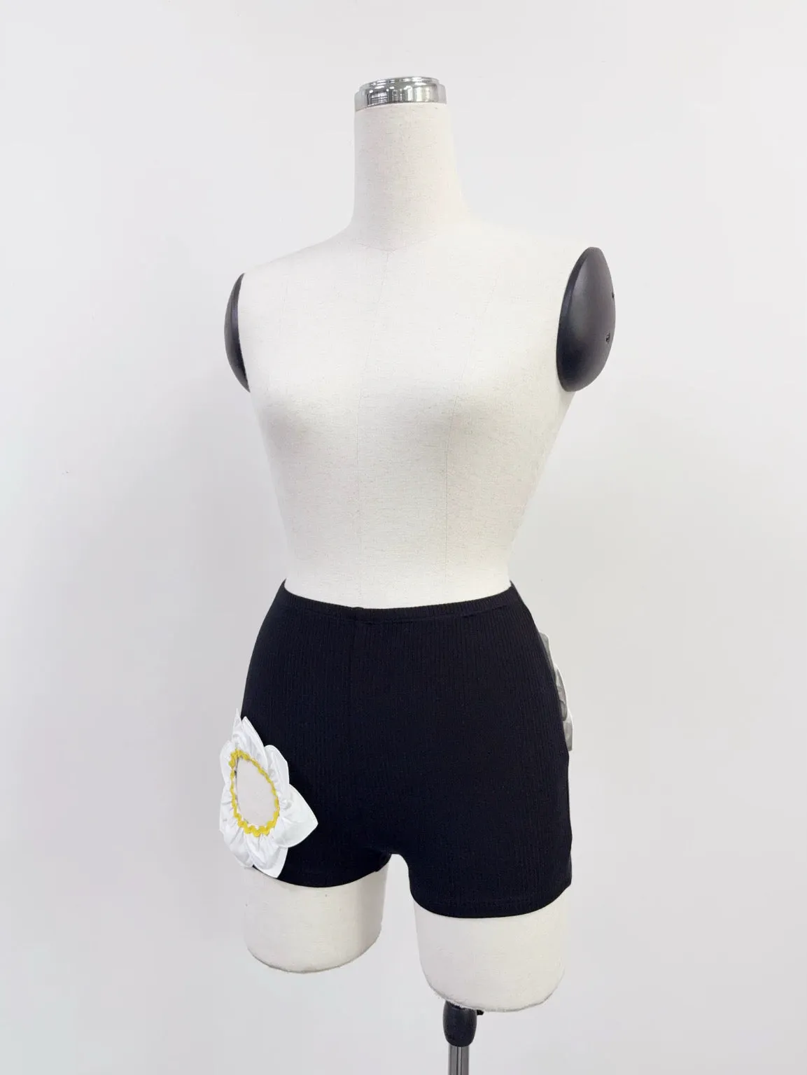 SAMPLE #312 - S Flower Cutout Tencel Rib Short Shorts - Black sold by Fashion Brand Company product image thumbnail 2