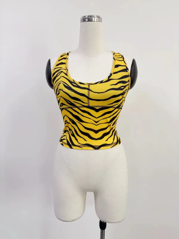 SAMPLE #307 - S Racerback Yoga/Swim Tank Top - Tiger Stripe made by Fashion Brand Company