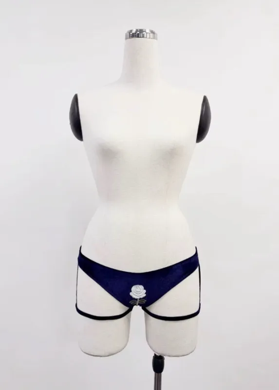 SAMPLE #304 - XS/S Pricess Di Bear Low Waist Velvet Garter Briefs - Purple made by Fashion Brand Company