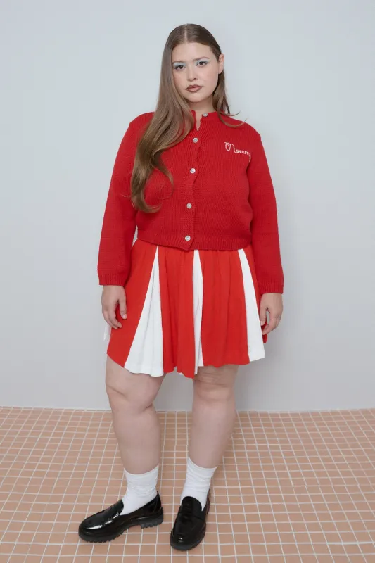 Soft Linen Cheer Skirt Red/White made by Fashion Brand Company