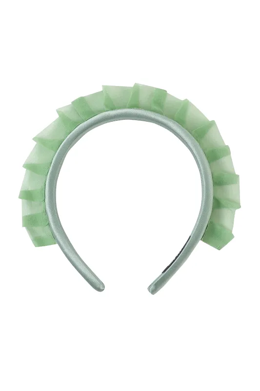 Silk Organza Ruffle Headband Sage made by Fashion Brand Company