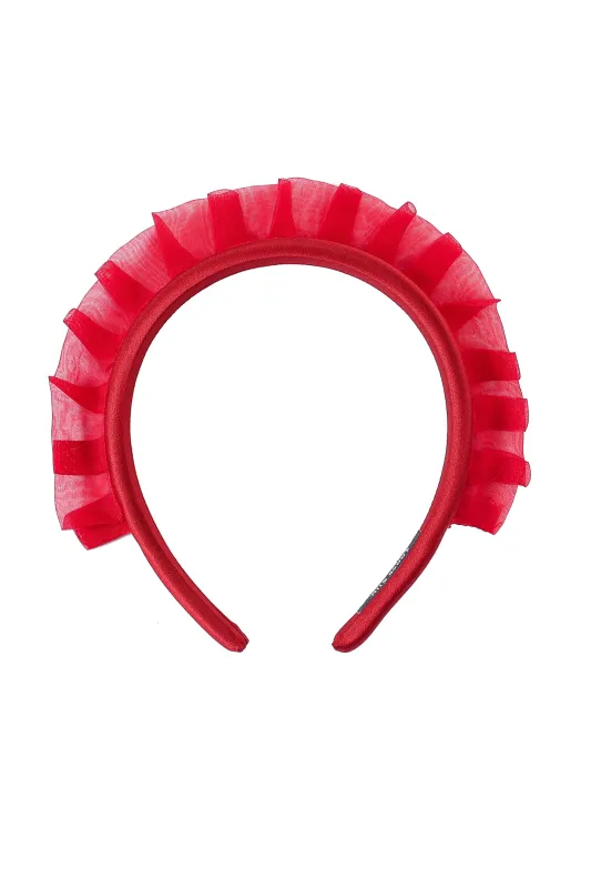 Silk Organza Ruffle Headband Red made by Fashion Brand Company