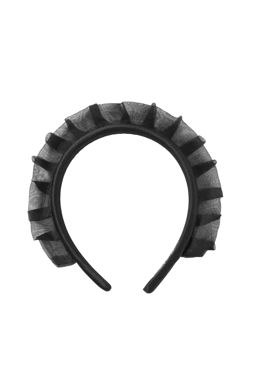 Silk Organza Ruffle Headband Black made by Fashion Brand Company
