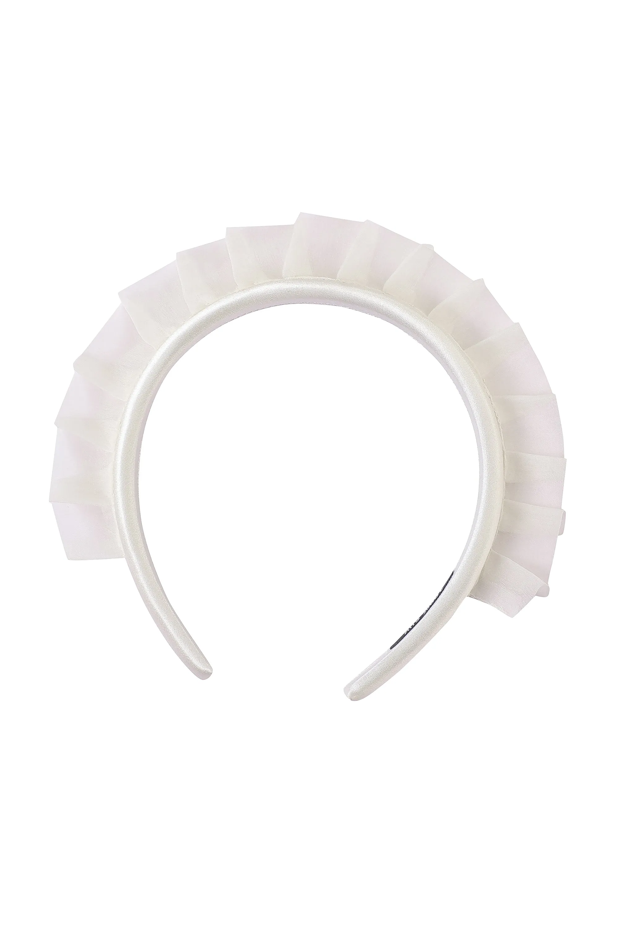 Silk Organza Ruffle Headband White sold by Fashion Brand Company product image thumbnail 2