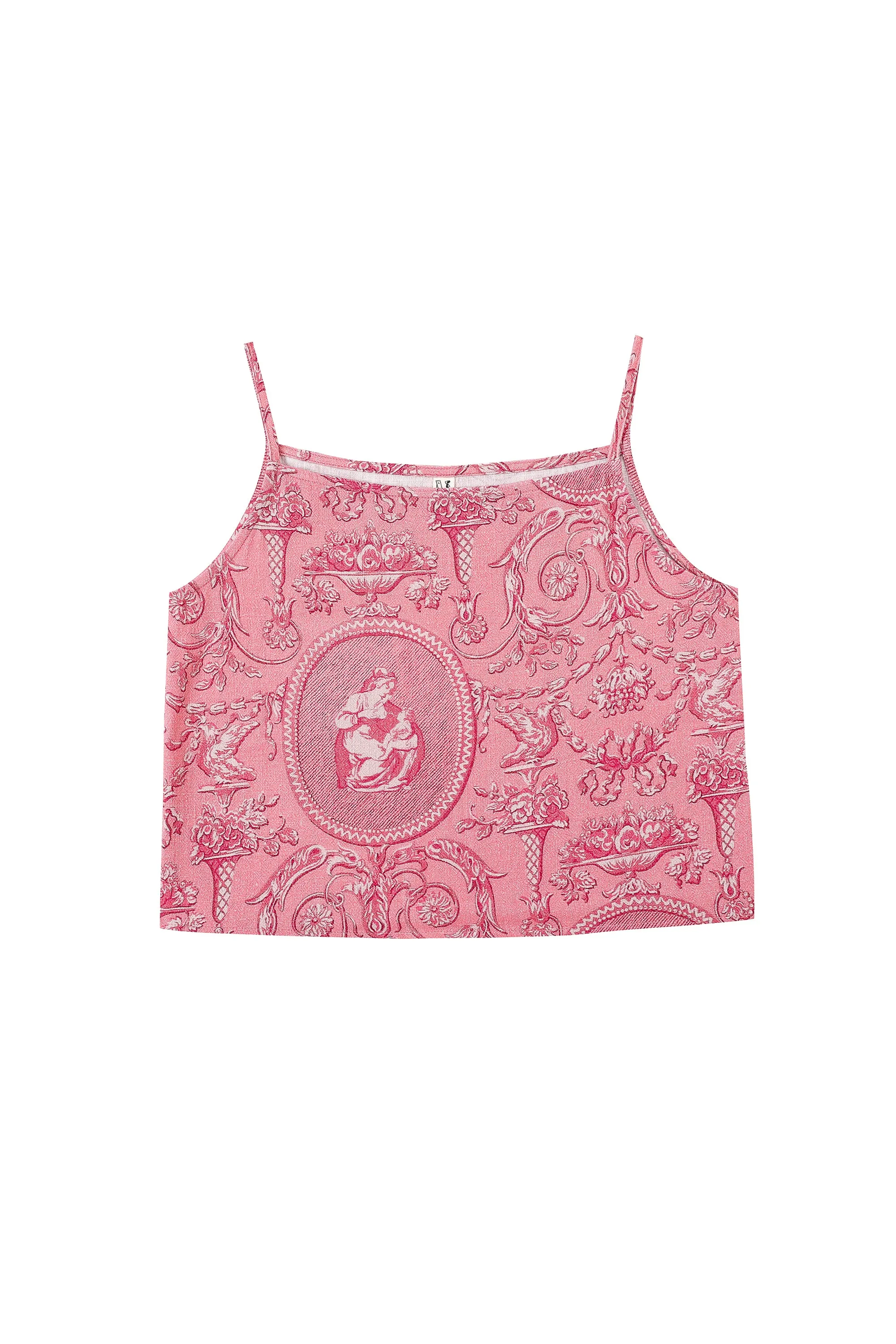 Crop Cami Soft Linen Tank "Women" Pink Toile sold by Fashion Brand Company
