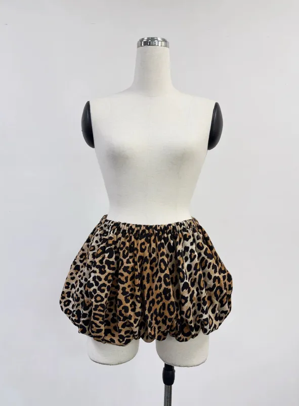 SAMPLE #373 - S Soft Linen Bubble Skirt - Leopard made by Fashion Brand Company