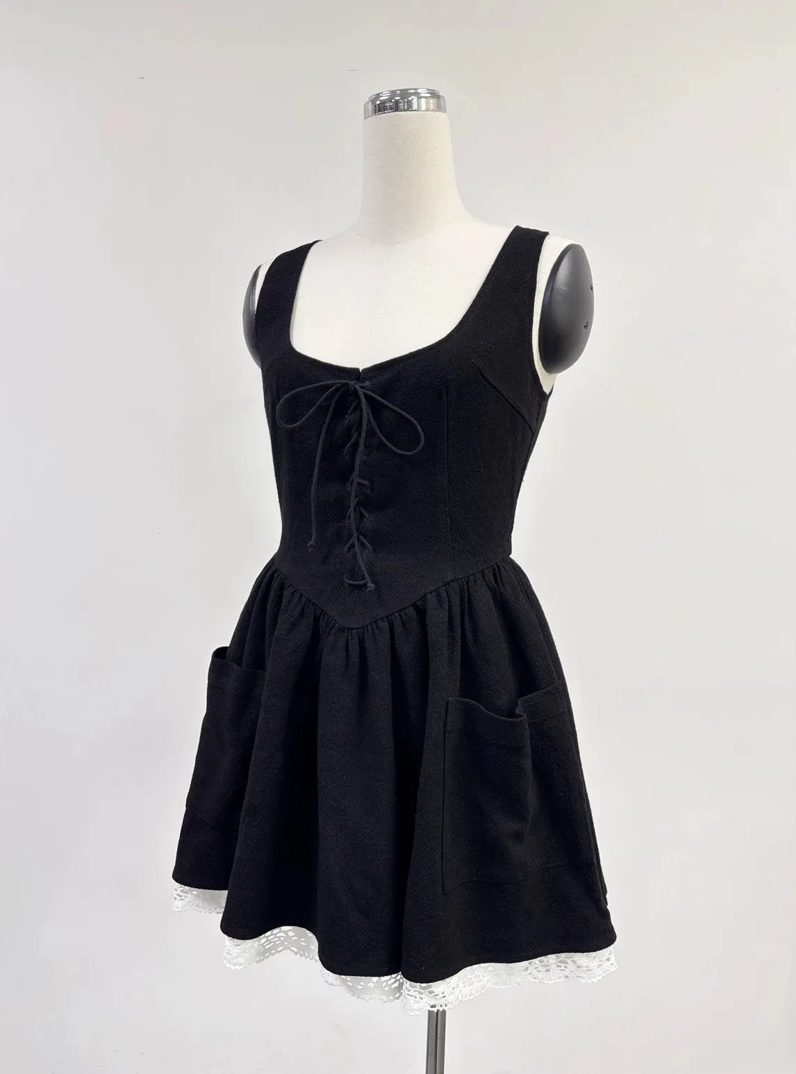SAMPLE #378 - S Thick Linen Farm Chores Dress - Black sold by Fashion Brand Company product image thumbnail 3
