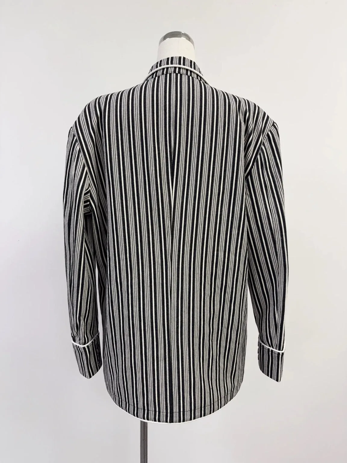 SAMPLE #381 - S Mens Stripe Canvas Blazer - Black / White sold by Fashion Brand Company product image thumbnail 2