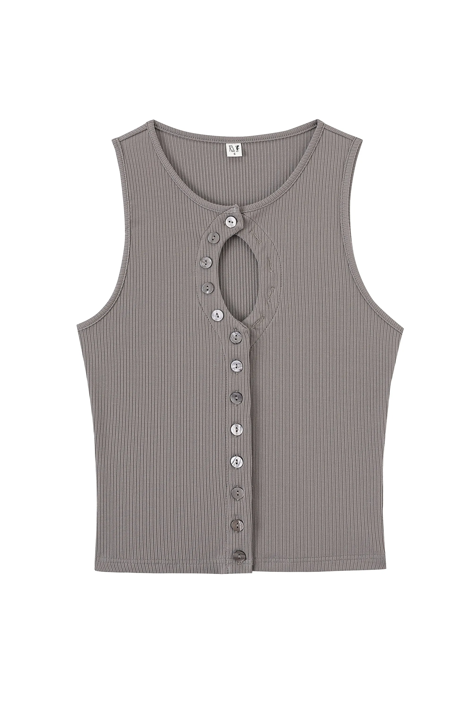 Unbuttoned Tencel Rib Tank Top Gray sold by Fashion Brand Company product image thumbnail 4