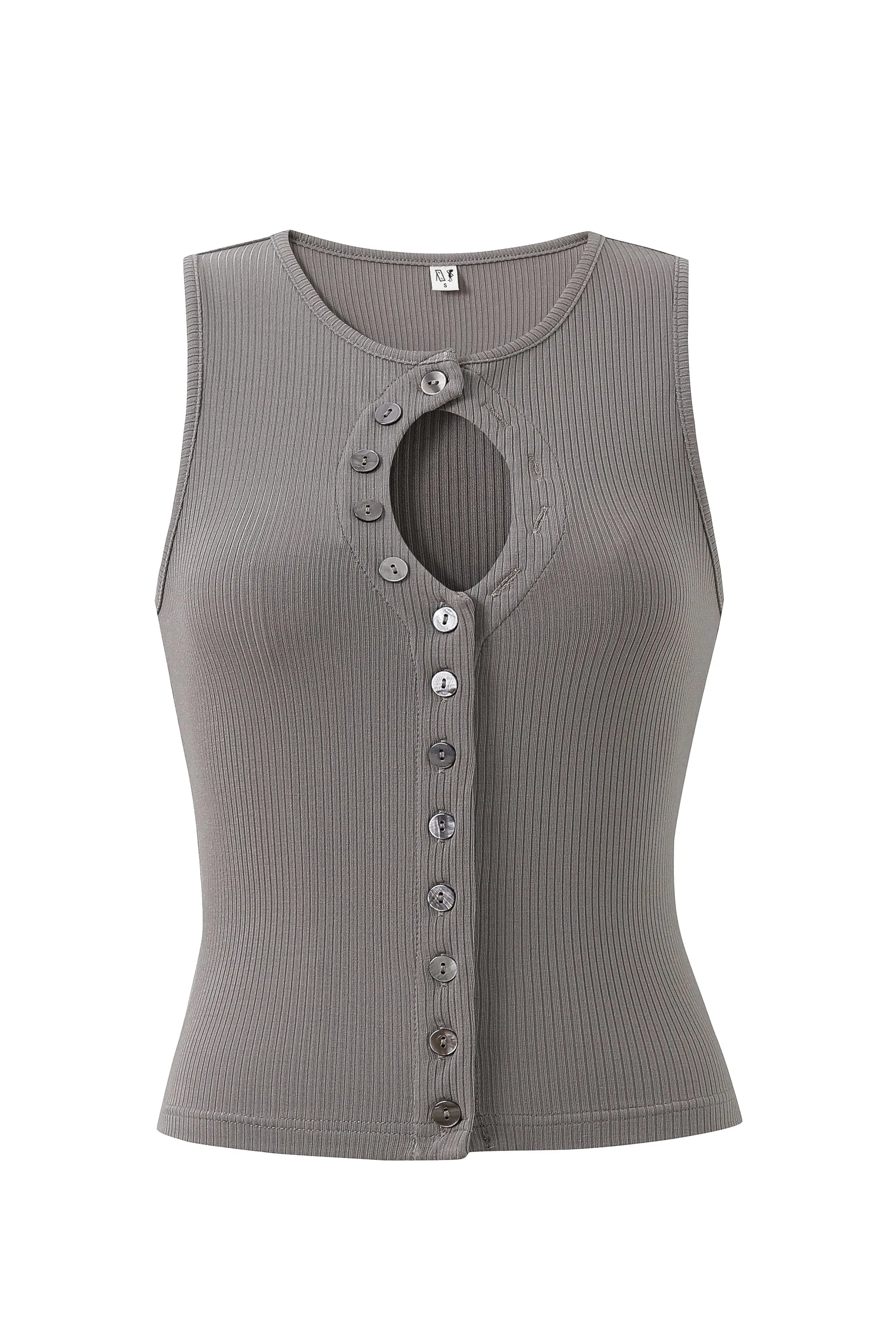 Unbuttoned Tencel Rib Tank Top Gray sold by Fashion Brand Company product image thumbnail 2