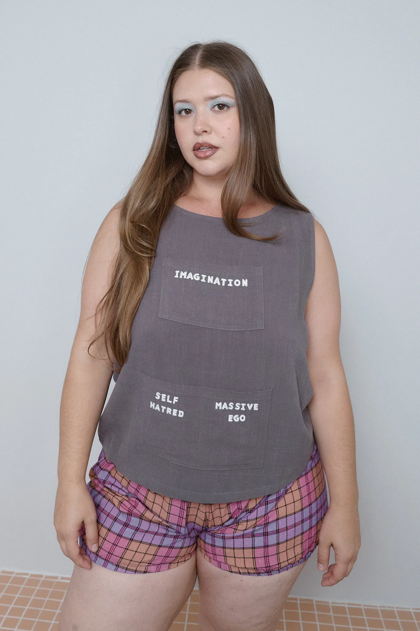 Soft Linen Artist's Toolbox Shift Tank Gray sold by Fashion Brand Company product image thumbnail 2