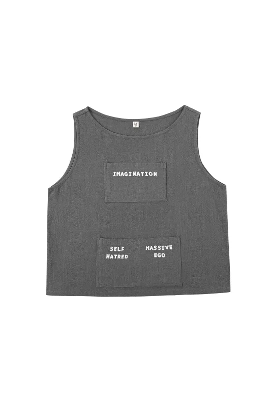 Soft Linen Artist's Toolbox Shift Tank Gray made by Fashion Brand Company