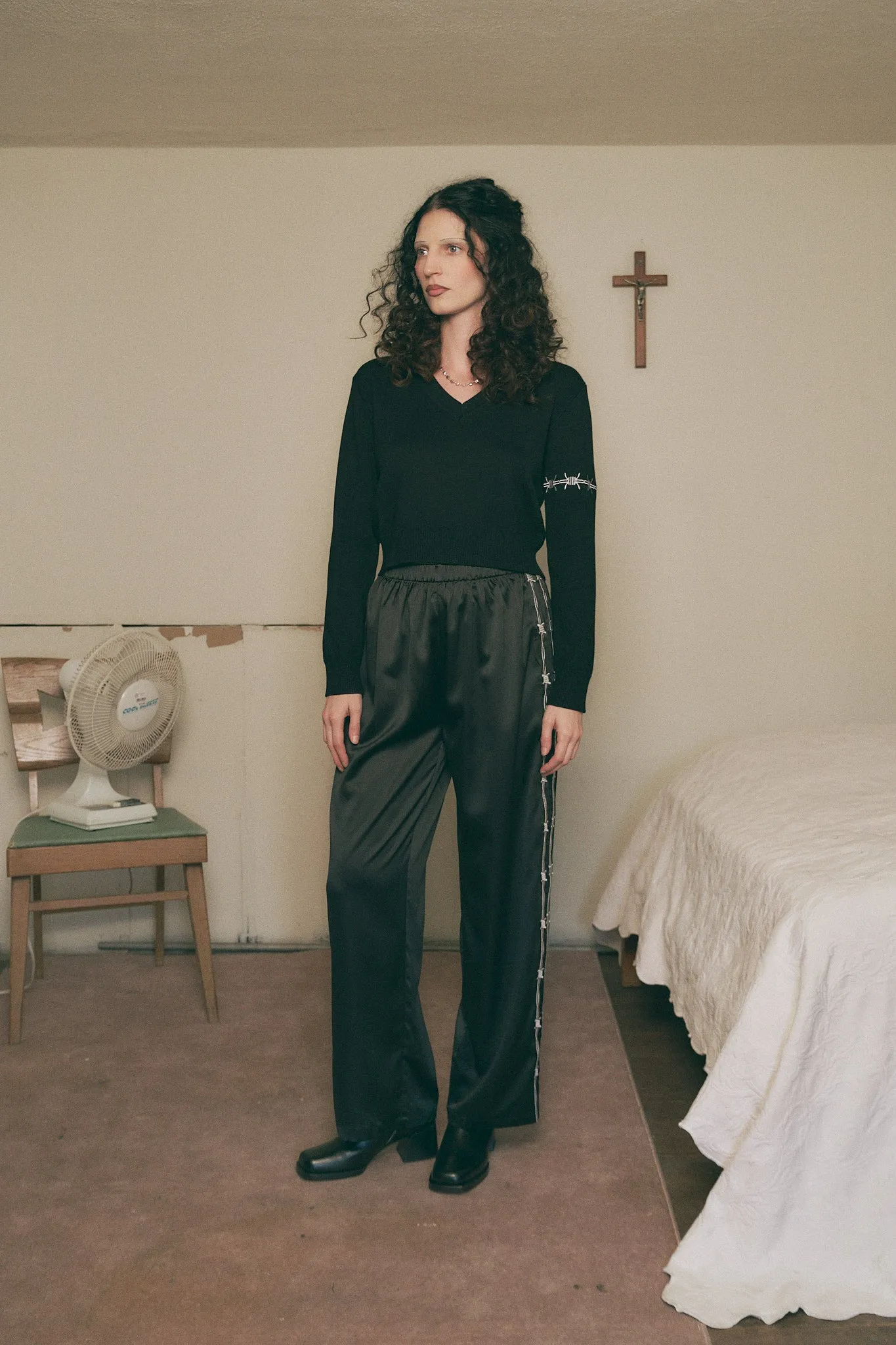 Pammy Sporty Satin Lounge Pants Black sold by Fashion Brand Company product image thumbnail 3