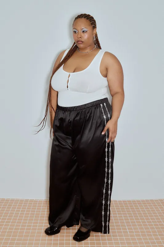 Pammy Sporty Satin Lounge Pants Black made by Fashion Brand Company
