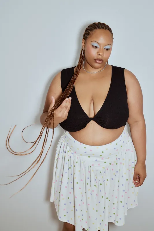 Tencel Rib Twist Bra Top Black made by Fashion Brand Company