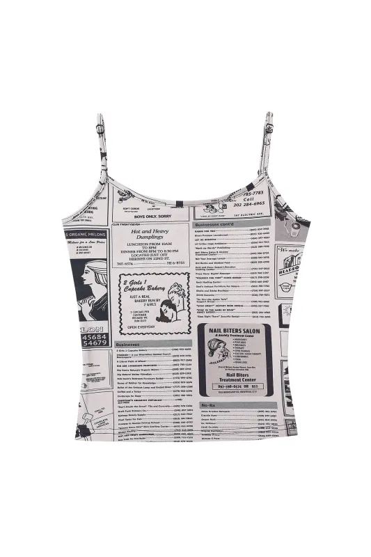 Stretchy Cotton Cami Tank White Pages made by Fashion Brand Company