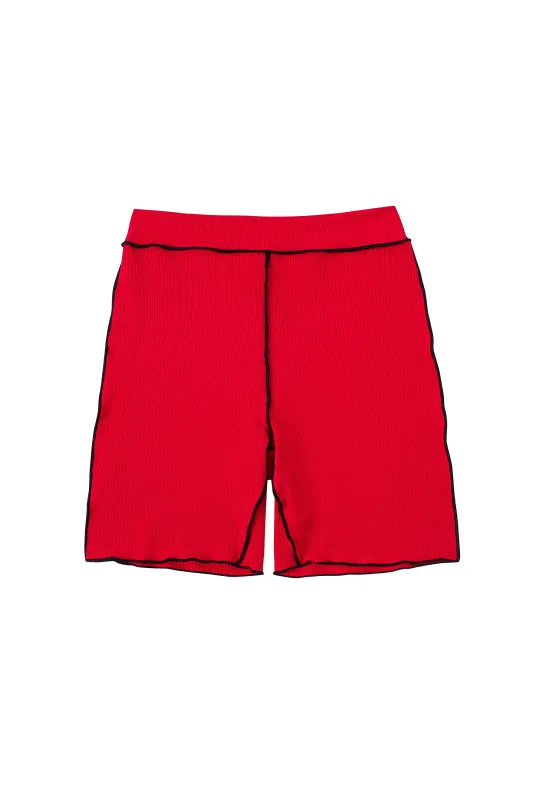 Tencel Rib Lounge Bike Shorts Maraschino made by Fashion Brand Company