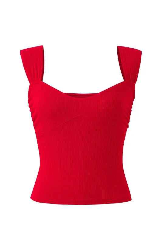 Sweetheart Tencel Rib Tank Top Red Rib made by Fashion Brand Company