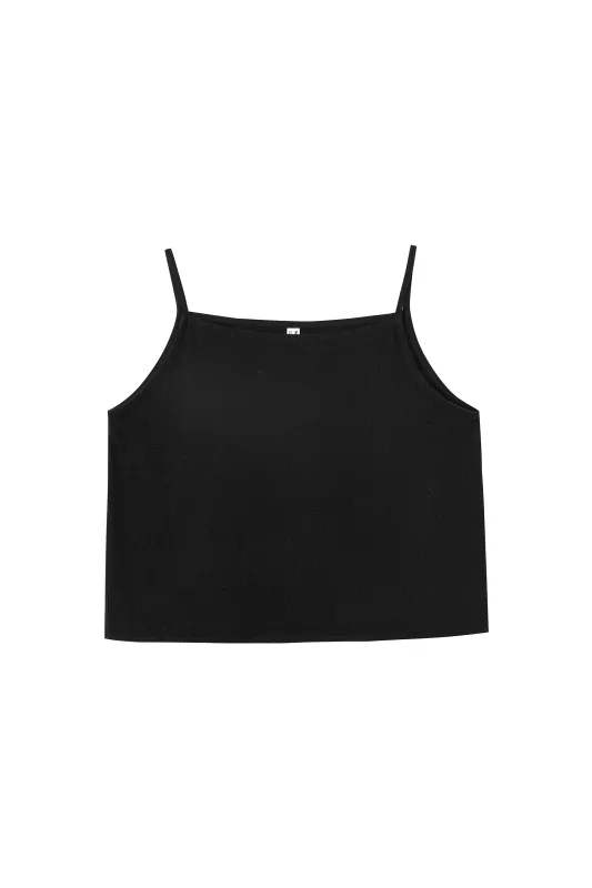 Crop Cami Soft Linen Tank Black made by Fashion Brand Company