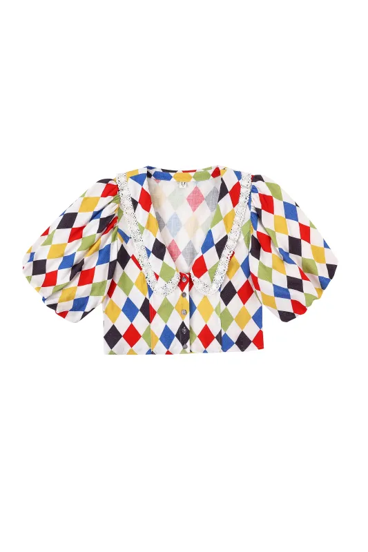 Church Girl Blouse Soft Linen Harlequin made by Fashion Brand Company