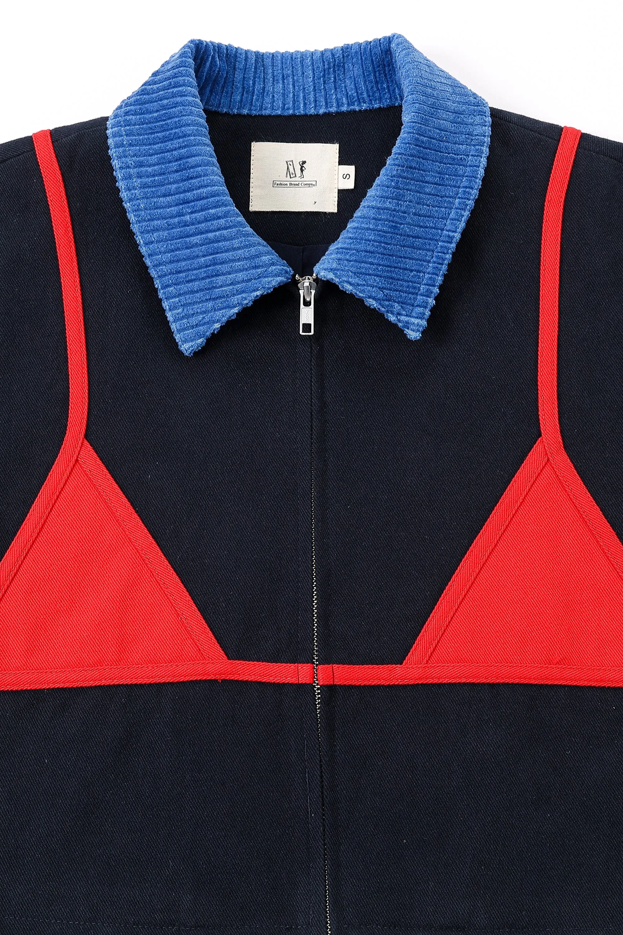 Bikini Bod Canvas Construction Crop Jacket Navy/Red sold by Fashion Brand Company product image thumbnail 4