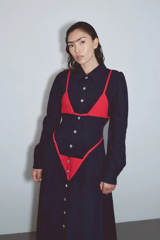 Bikini Bod FLDS Dress Soft Linen Black/Red made by Fashion Brand Company