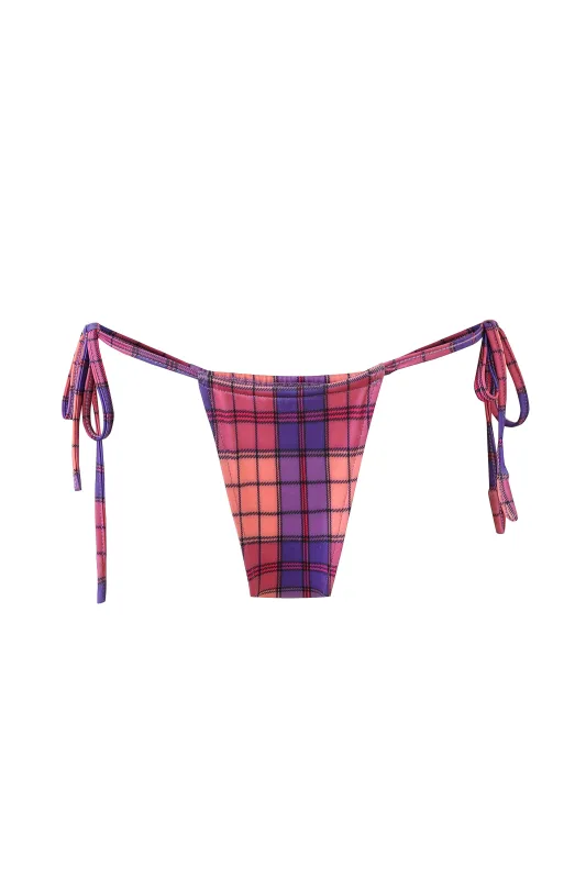 Skimpy String Bikini Bottoms Purple Plaid made by Fashion Brand Company