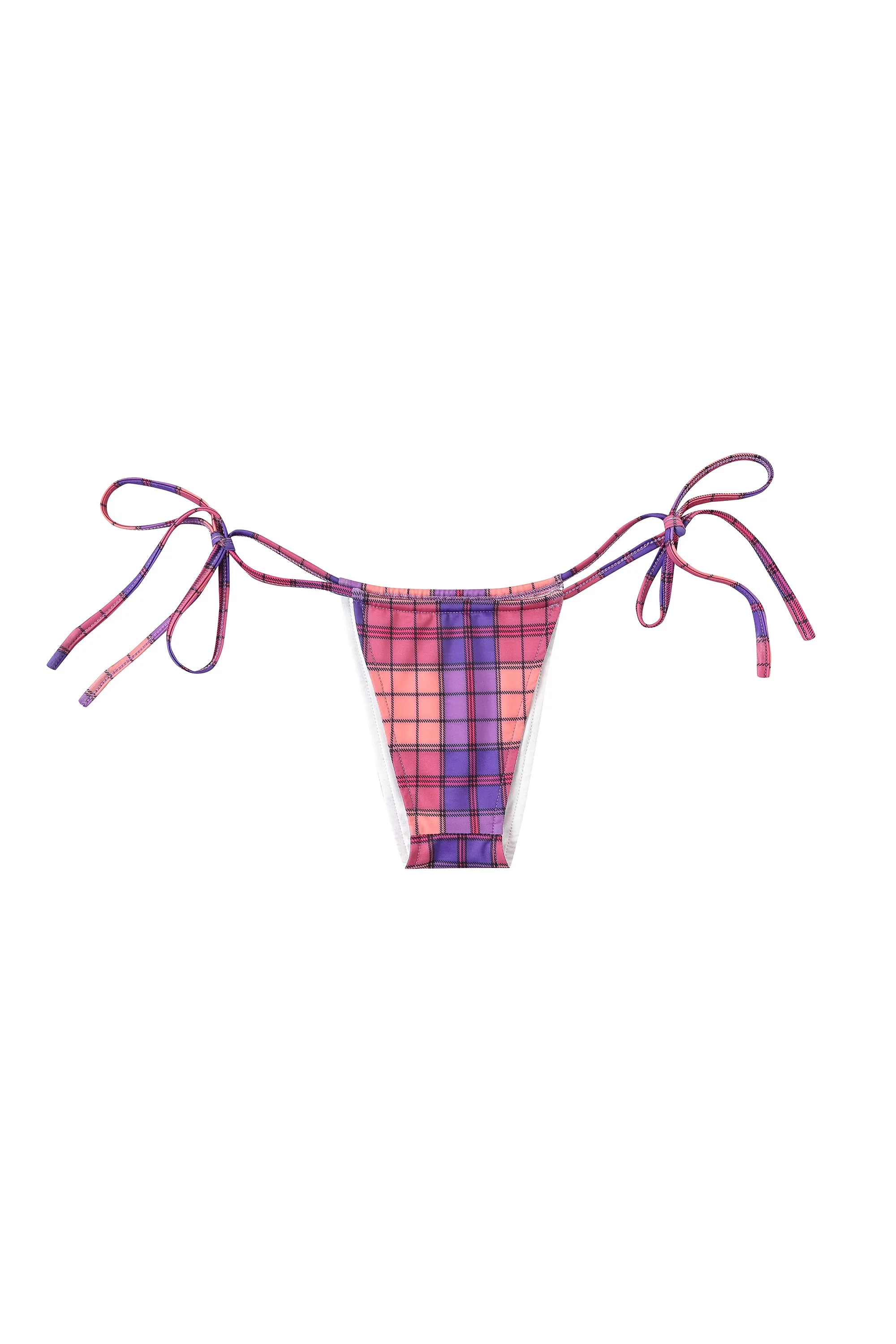 Skimpy String Bikini Bottoms Purple Plaid sold by Fashion Brand Company product image thumbnail 2