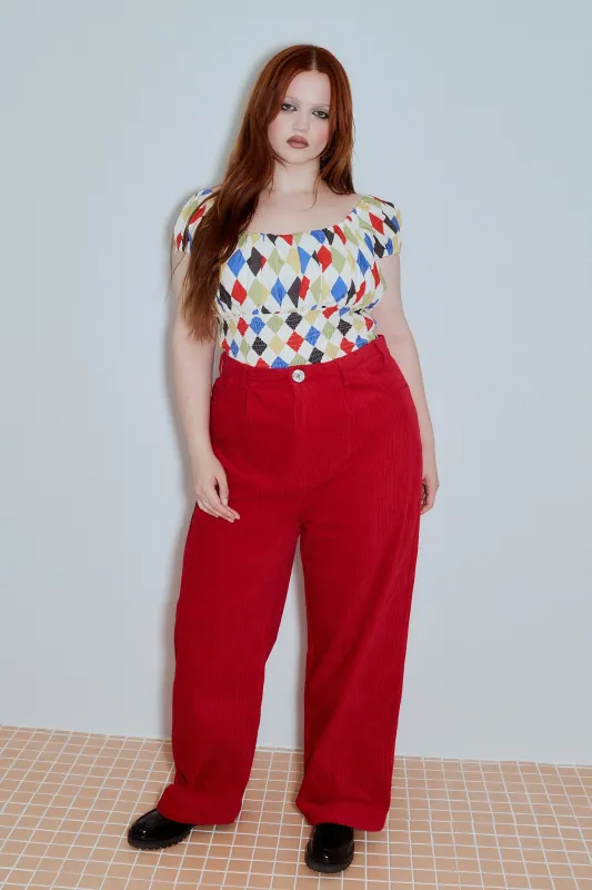 BE CAREFUL Corduroy Grampa Trousers Red made by Fashion Brand Company