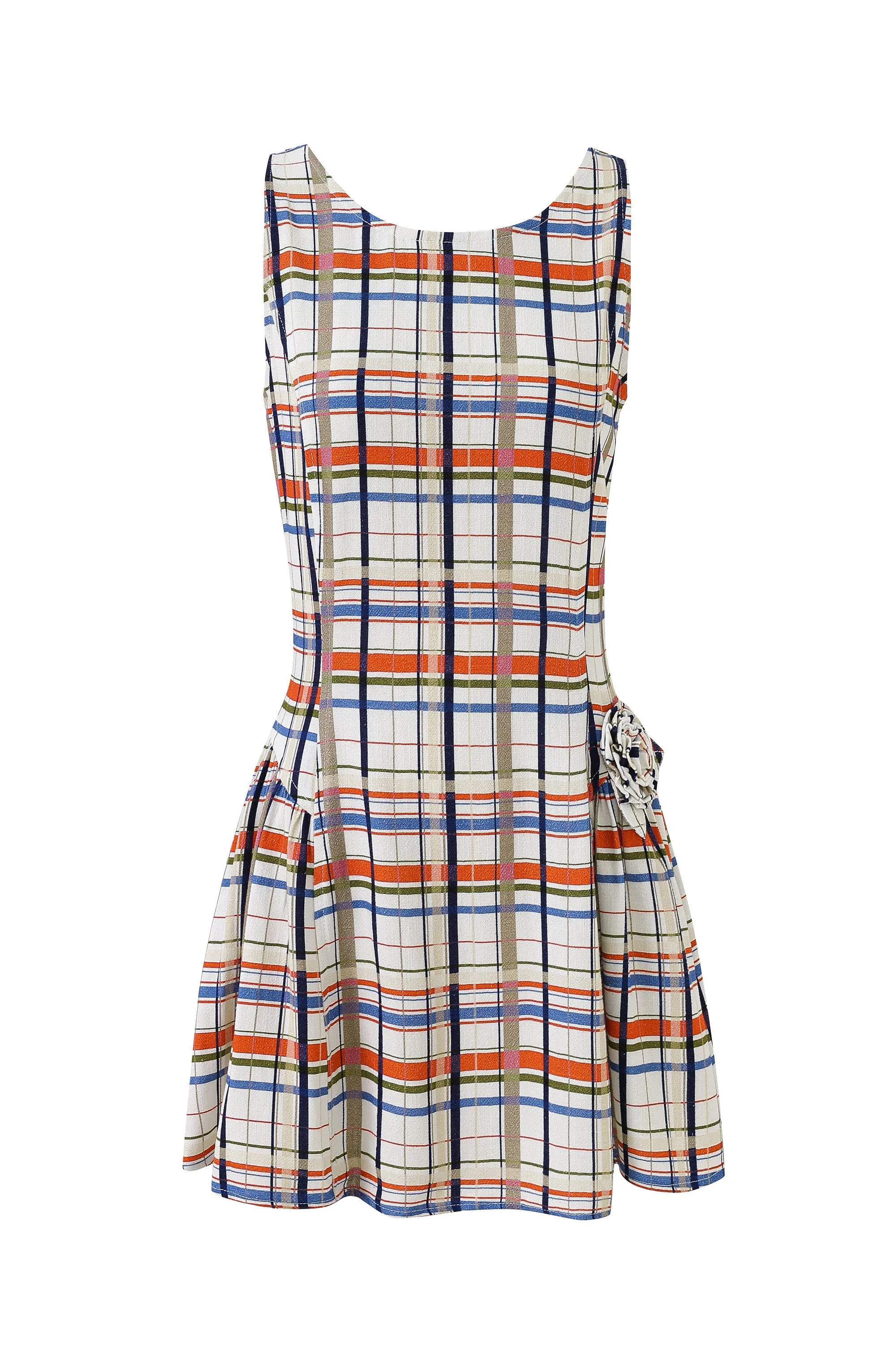 Barefoot Mini Dress Soft Linen Deck Chair Plaid sold by Fashion Brand Company product image thumbnail 3